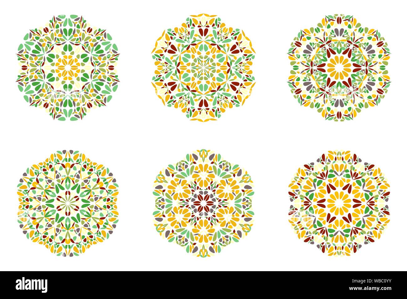 Round ornamento floreale mandala simbolo set - circolare astratto gli elementi del vettore Illustrazione Vettoriale