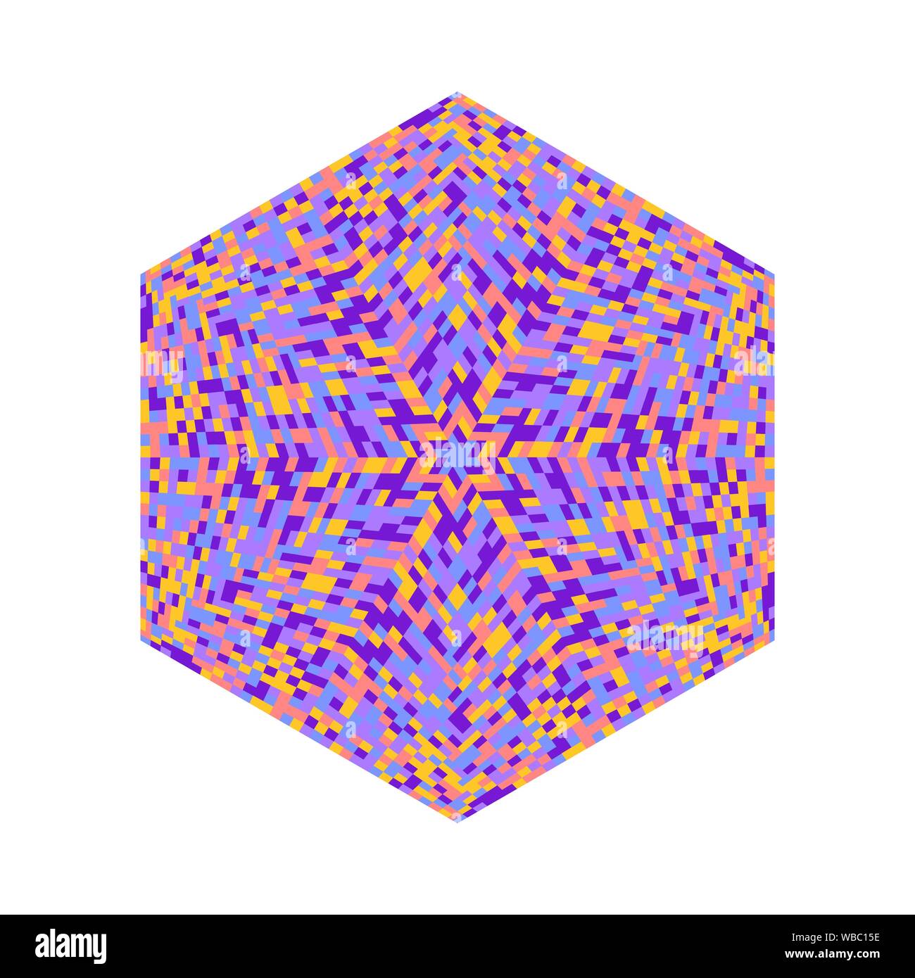 Mosaico astratto logo esagonale modello - ornamentali geometrici colorati esagonale elemento vettoriale Illustrazione Vettoriale