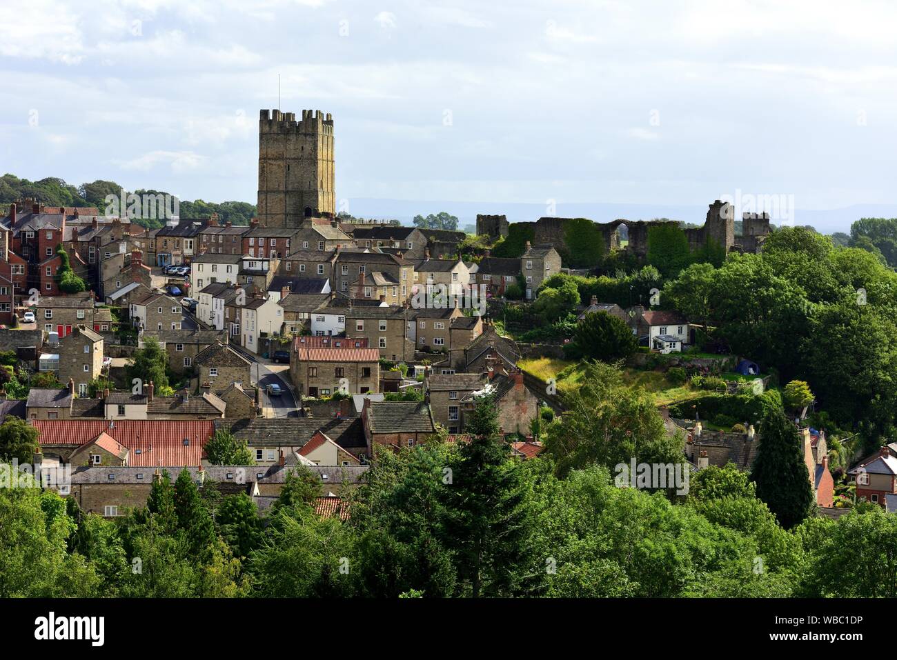 Richmond,North Yorkshire,visto dalla torre di Culloden. Foto Stock