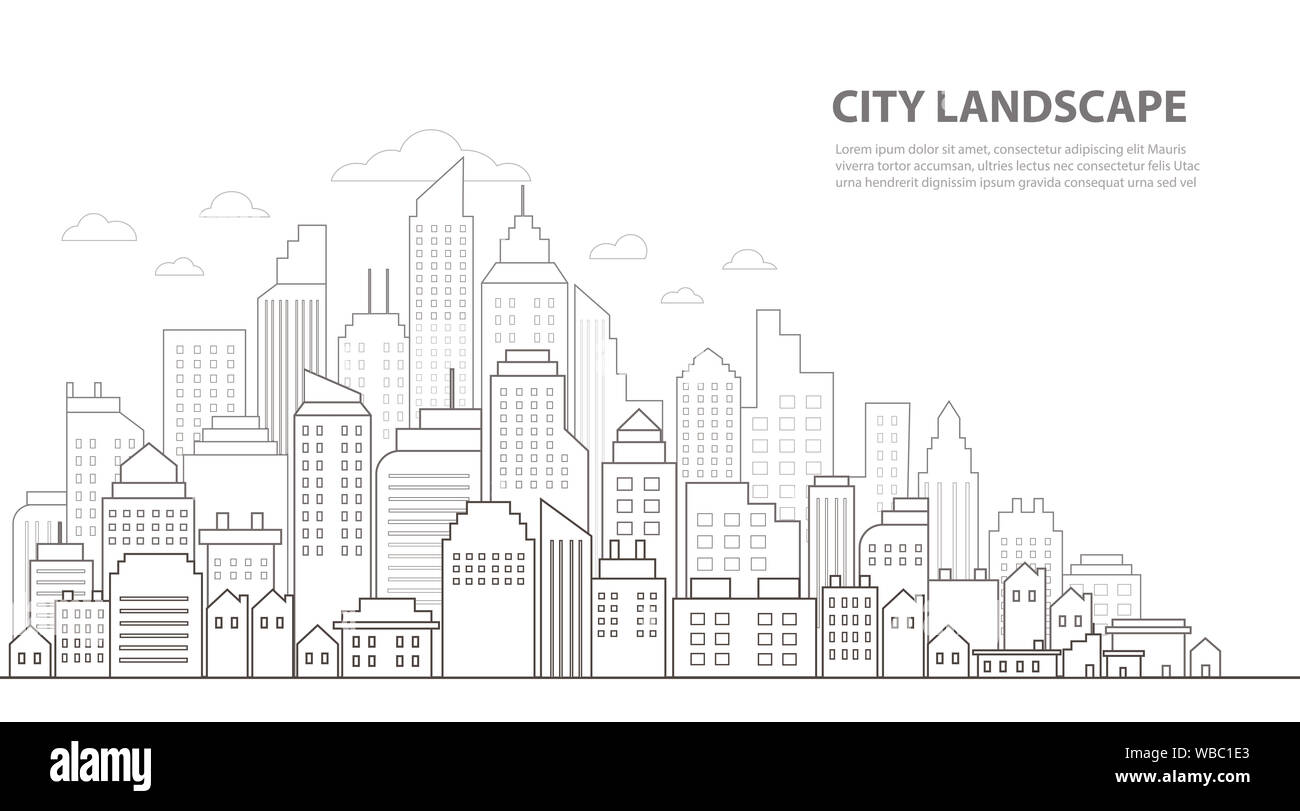 Moderno skyline della città di disegno gli sfondi di linea Foto Stock