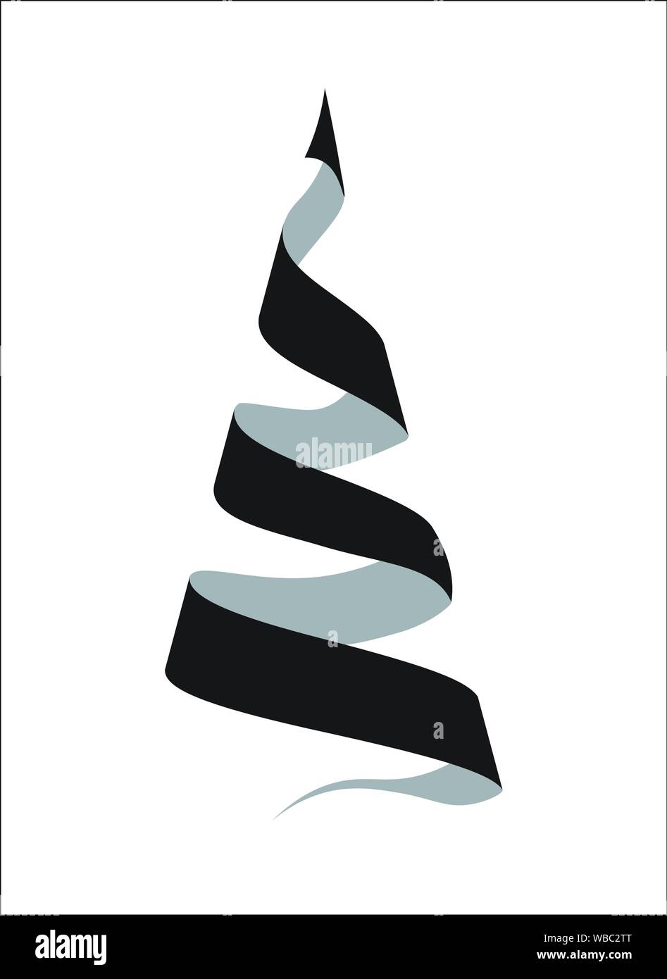 Progettazione abete bianco nero, simbolica, carattere di anno nuovo e di Natale Illustrazione Vettoriale