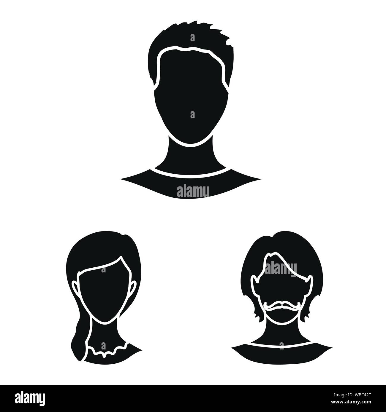 Il design del vettore di carattere e icona del profilo. Set di caratteri e vettore di dummy icona per stock. Illustrazione Vettoriale