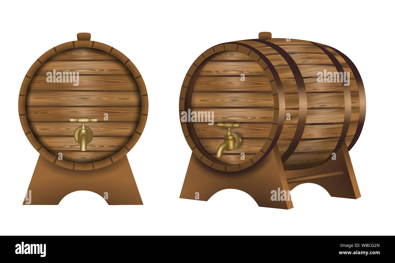 In legno barili di vino illustrazione Foto Stock