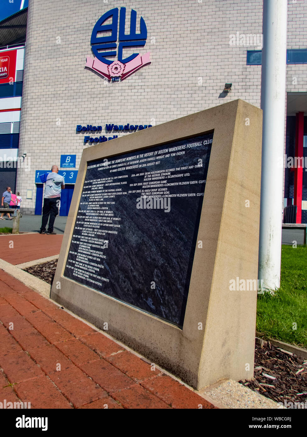 L'Università di Bolton Stadium davanti alla classifica di una partita tra Bolton Wanderers e Ipswich Town il 24 agosto 2019 Foto Stock