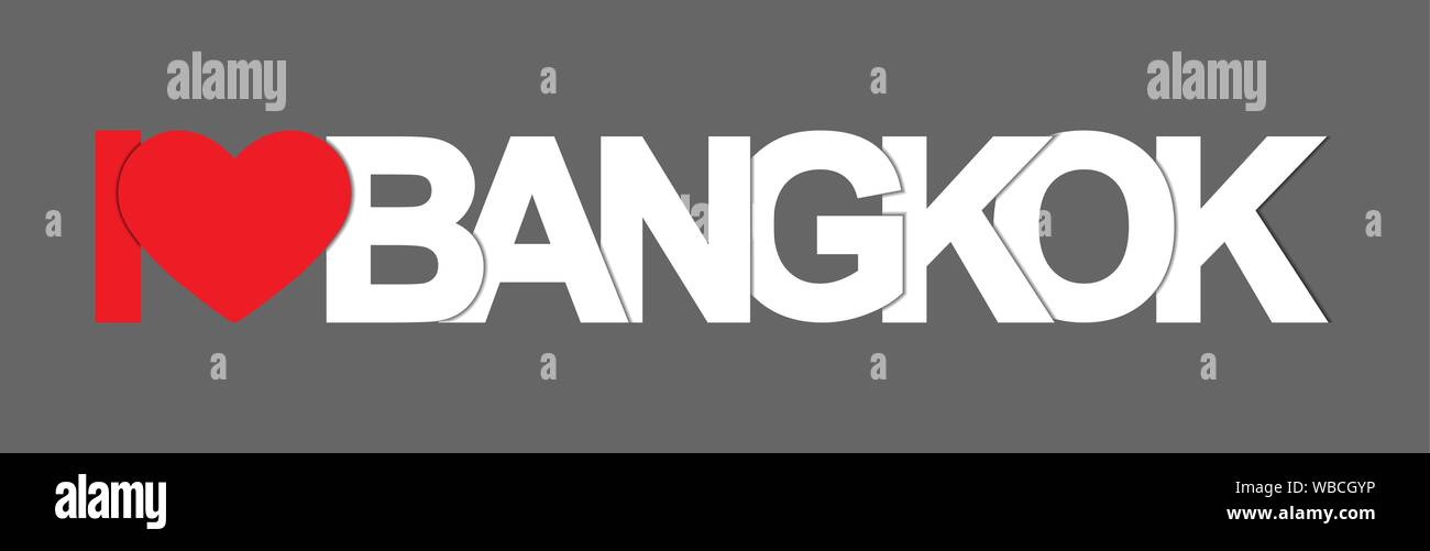 Io amo Bangkok. Banner con il nome della città per la progettazione Illustrazione Vettoriale