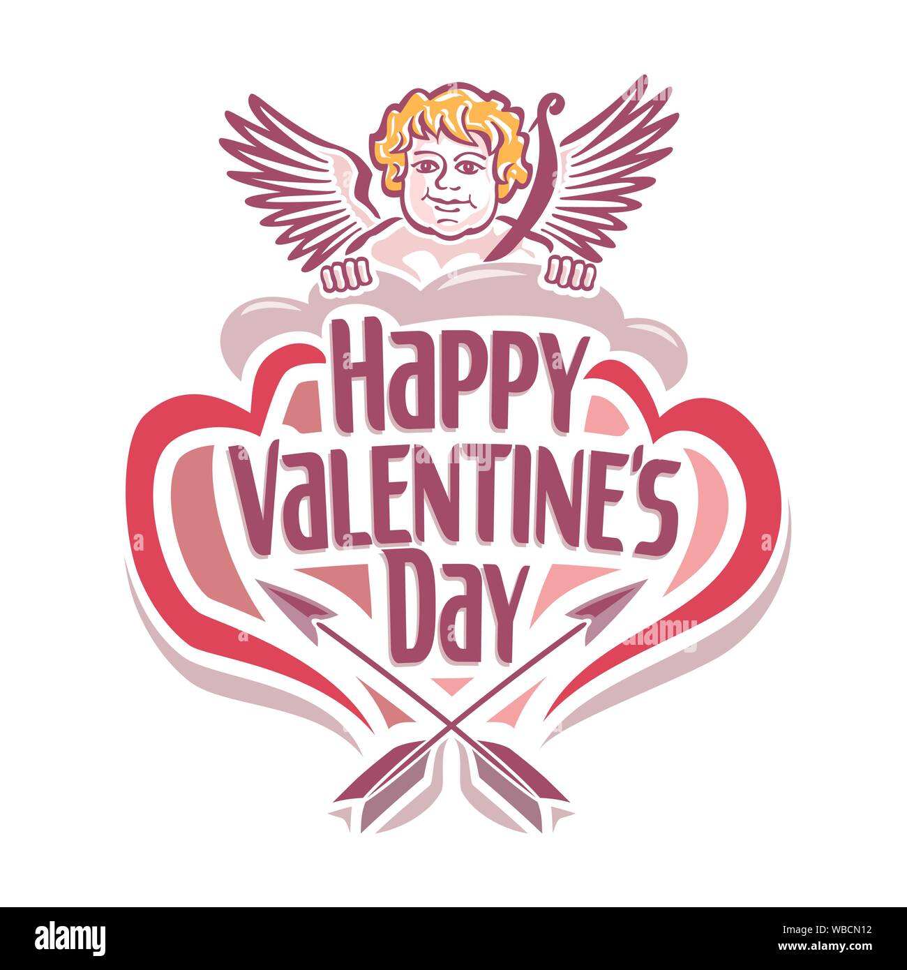 Illustrazione di vettore per il giorno di San Valentino con Cupidon Illustrazione Vettoriale