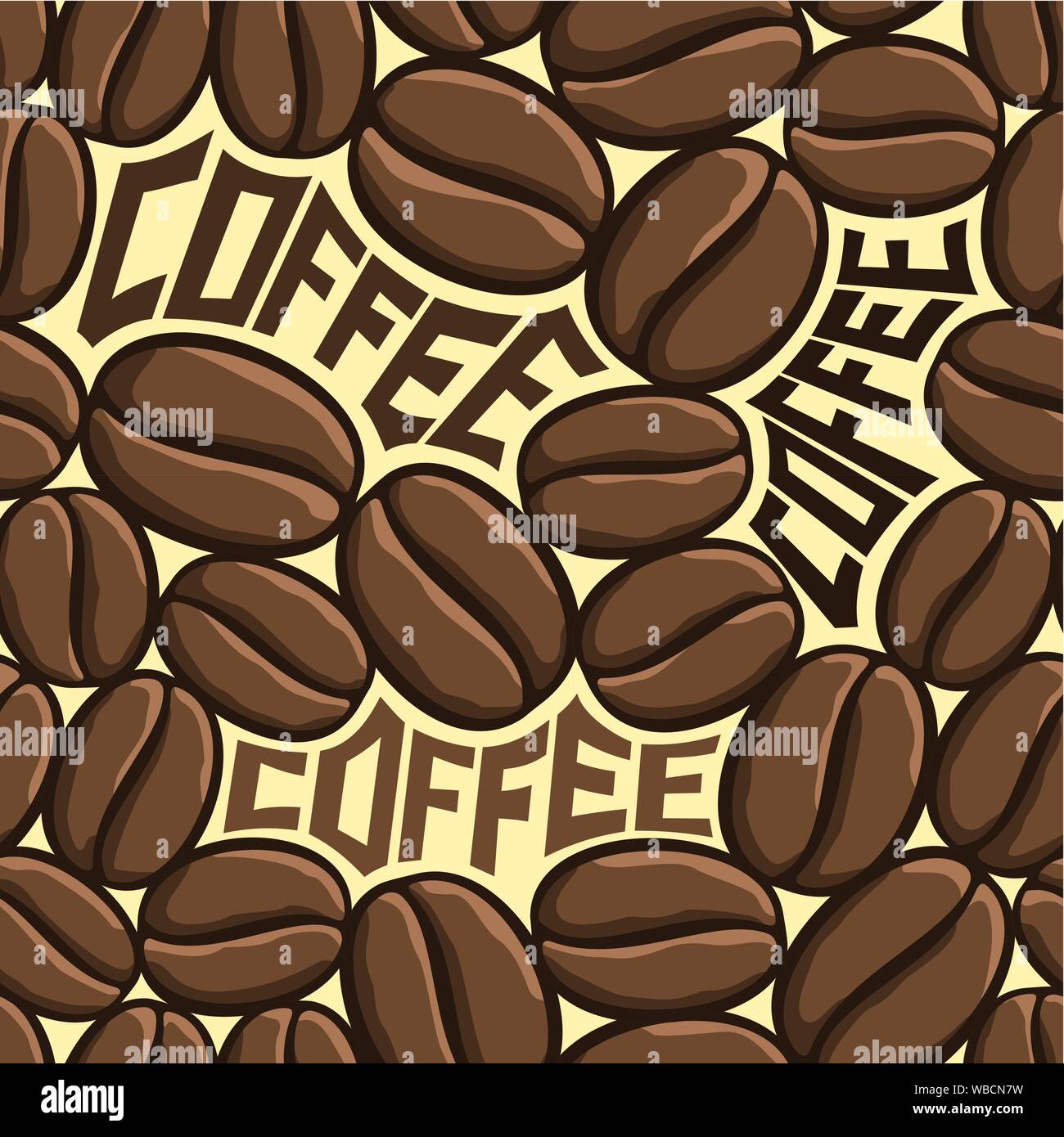 Caffè del vettore seamless pattern, illustrazione sul tema del Roasted Brown i chicchi di caffè per la carta da parati. Illustrazione Vettoriale