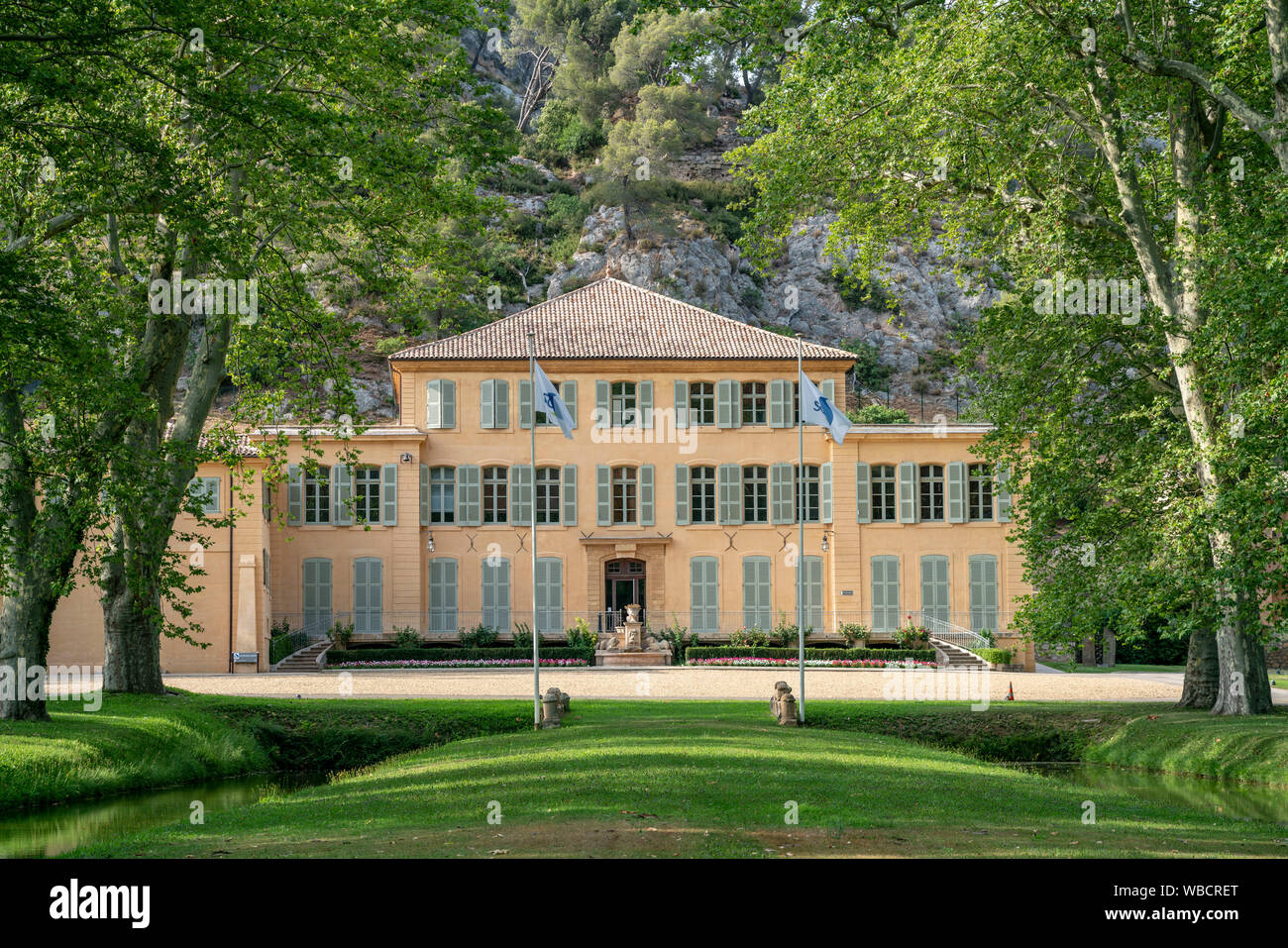 La société du Canal de Provence, rrginal alimentazione idrica, Le Tholonet auf der Route Cezanne , la Provenza, Francia Foto Stock