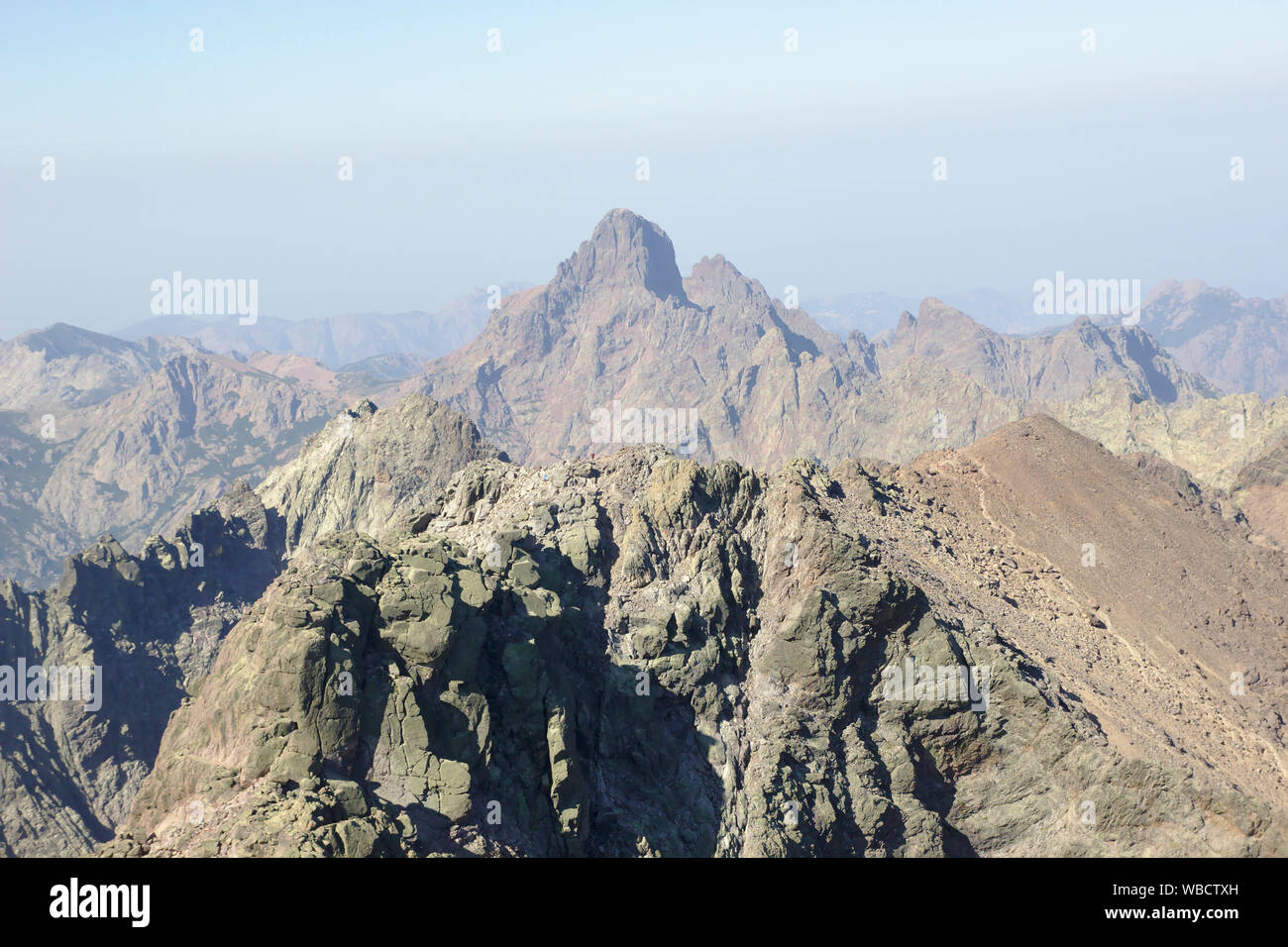 Paglia Orba northface dal Monte Cinto, Francia, Corsica Foto Stock