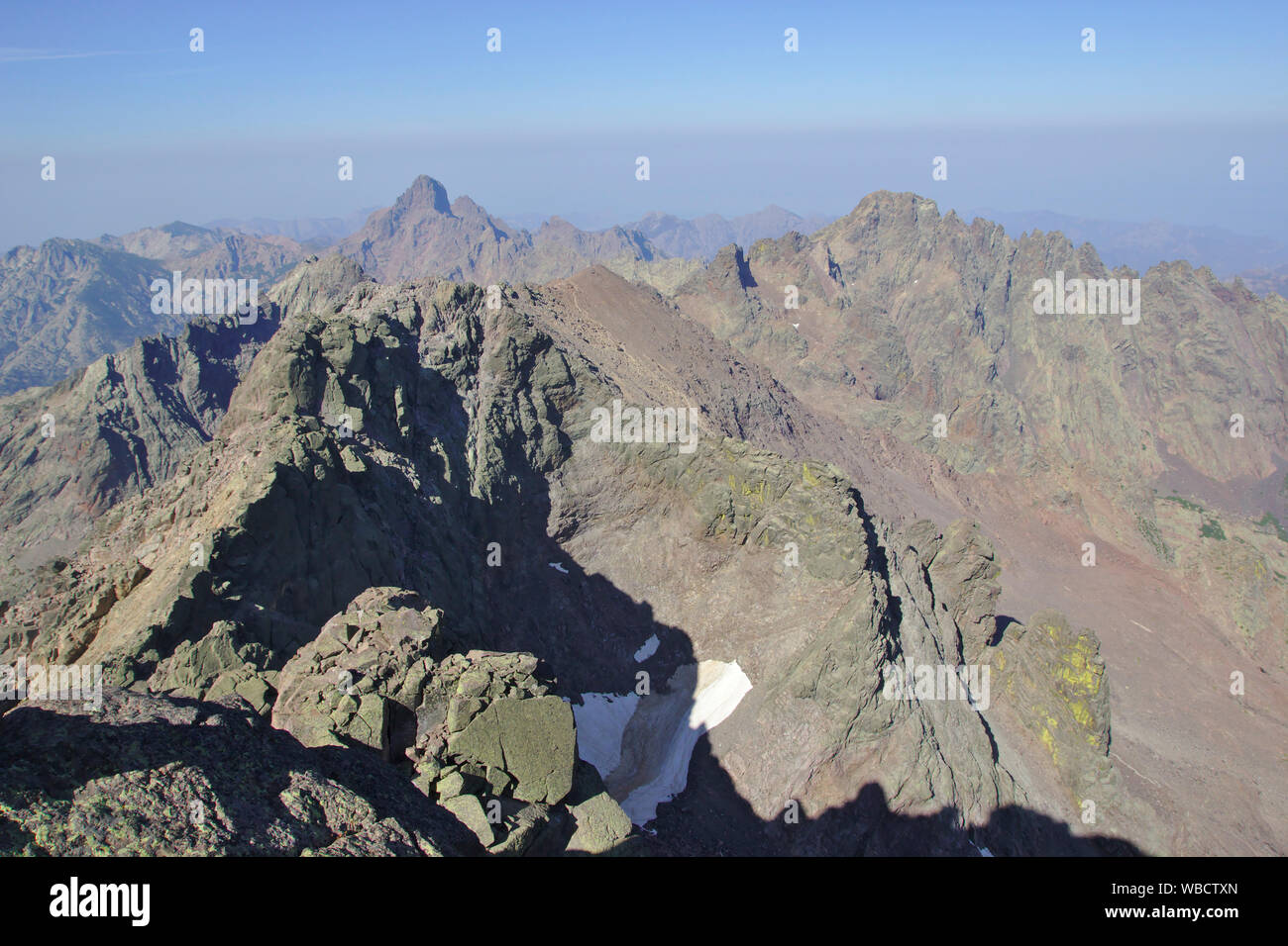 Paglia Orba northface dal Monte Cinto, Francia, Corsica Foto Stock