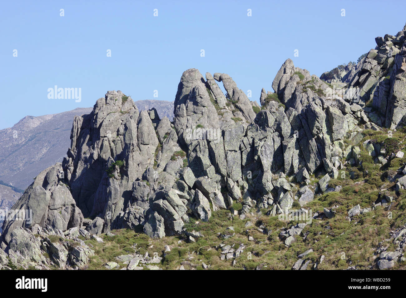 Il granito vicino Laparo, Francia, Corsica, GR20 Foto Stock