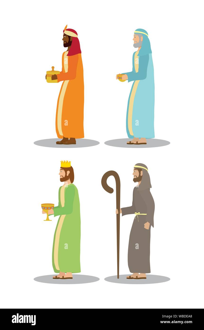 Celebrazione Merry Christmas manger design piatto Illustrazione Vettoriale