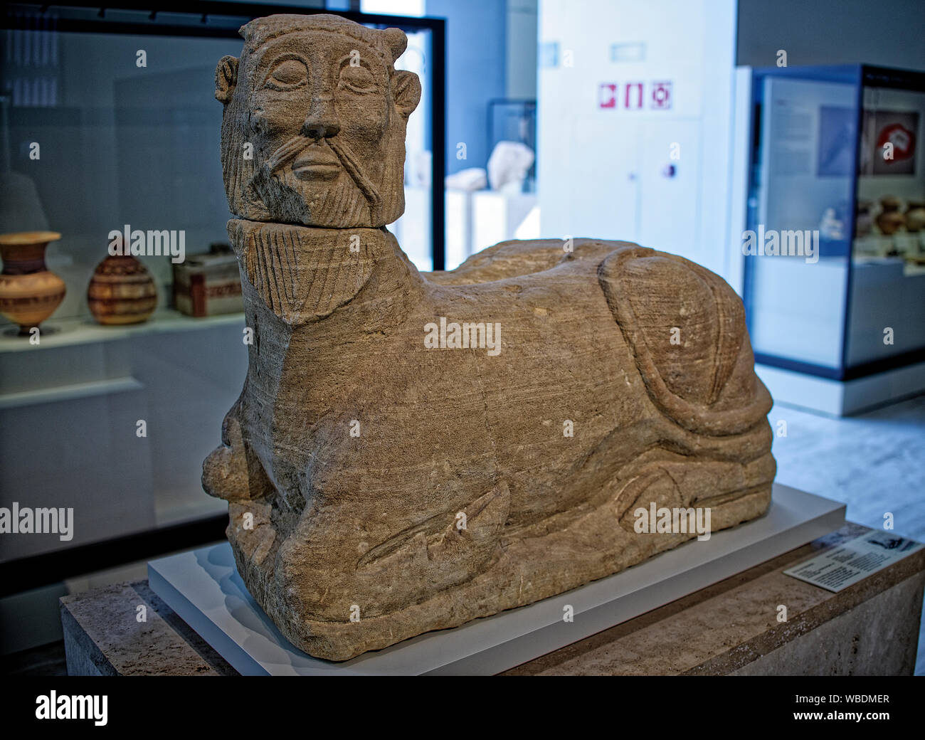 Madrid, Spagna. 25 Agosto, 2019. Biche di Balazote, Balazote, Albacete. Scultura in pietra calcarea appartenente alla cultura iberica. Fine del sesto secolo - Foto Stock