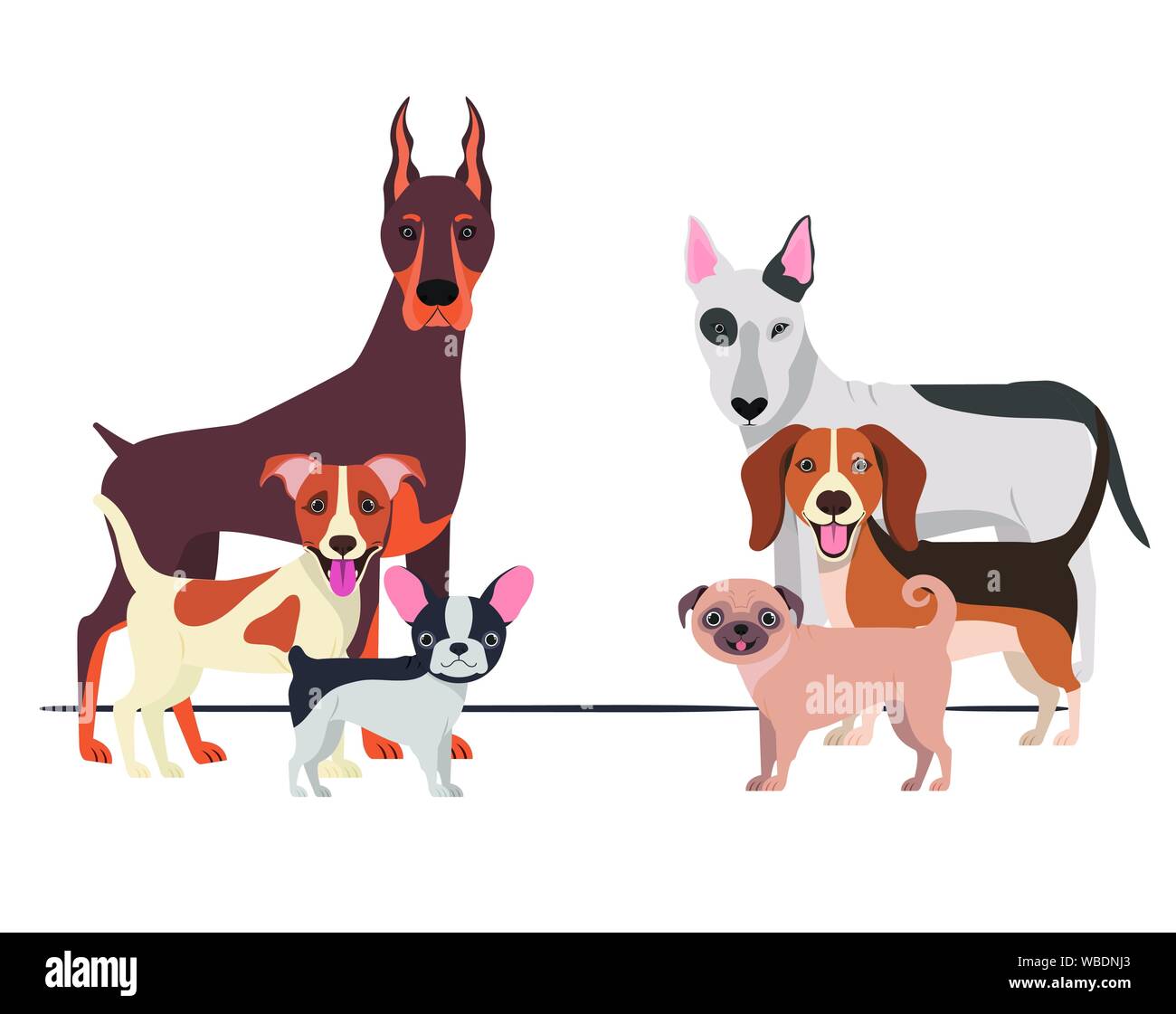 Set di adorabili cani su sfondo bianco Illustrazione Vettoriale