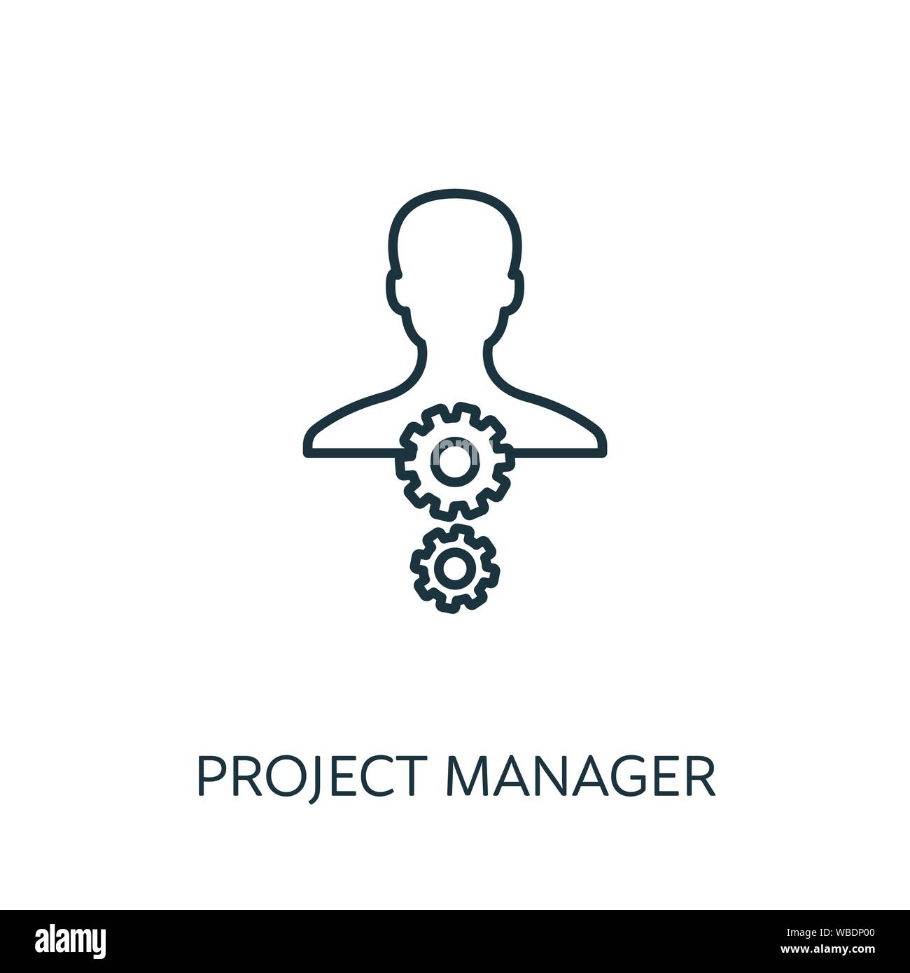 Project Manager outline icona. Linea sottile elemento concetto dalla gestione del rischio raccolta di icone. Progetto creativo icona di Manager per le applicazioni mobili e web Illustrazione Vettoriale