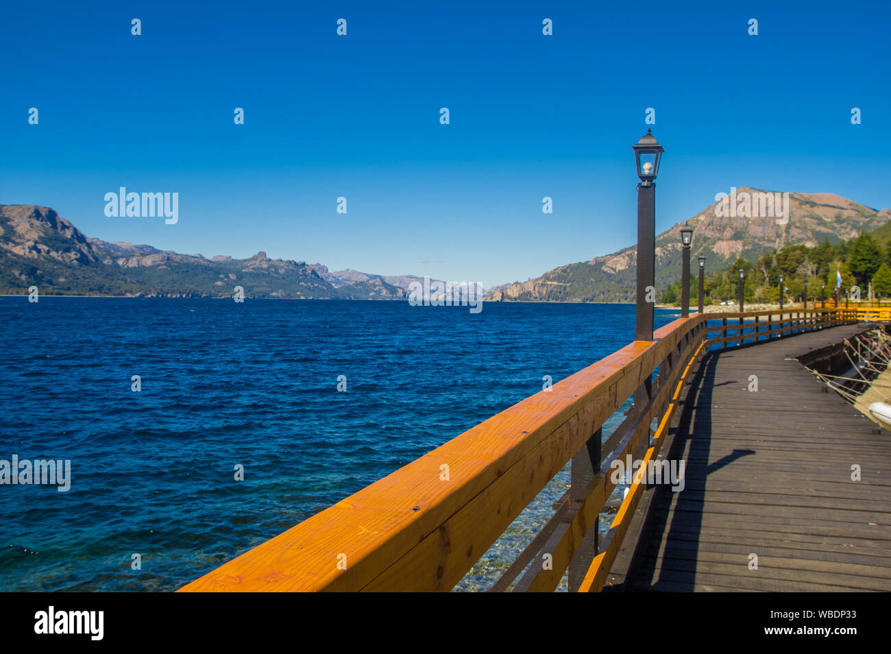 Lago Traful. La Patagonia Argentina. Pier sul lago Traful. Villa Traful, luogo incantato. La Patagonia Argentina. Foto Stock