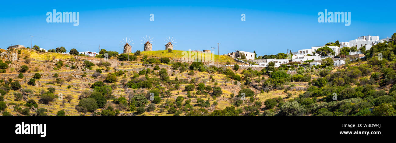 Paesaggio panoramico di Patmos, Grecia. Foto Stock