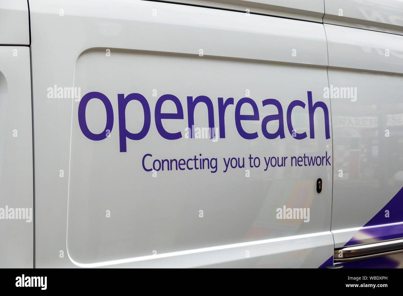 Regno Unito Openreach servizio di telecomunicazione ingegneri van Foto Stock