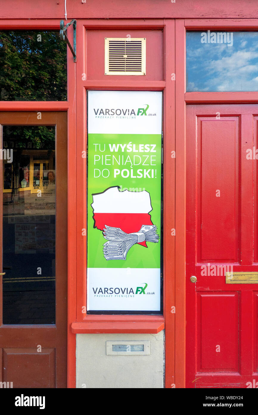 Varsovia polacco di trasferimento di denaro segno Foto Stock