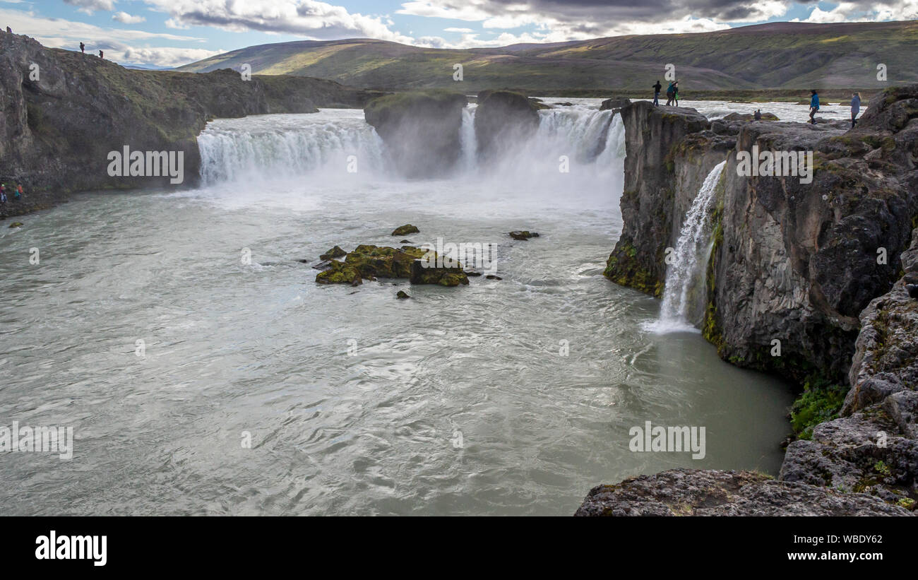 Una vista delle cascate Godafoss in Islanda. Foto Stock