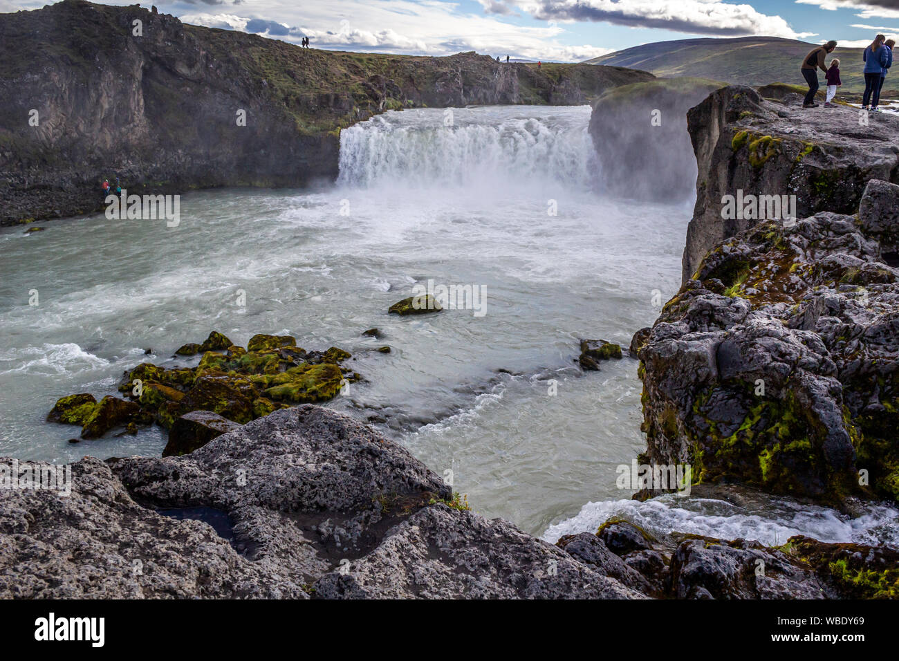 Una vista delle cascate Godafoss in Islanda. Foto Stock