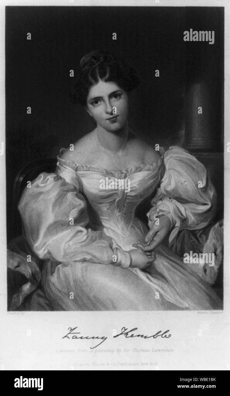 Frances Anne Kemble, 1809-1893 Abstract/medio: 1 stampa : acciaio incisione. Foto Stock