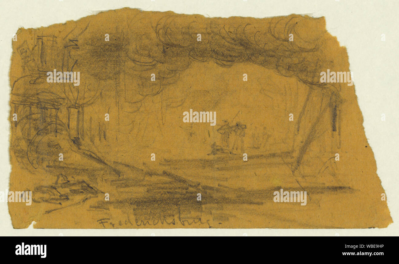 Fredericksburg Abstract/medio: 1 sul disegno di colore giallo-arancio carta : matita ; 6.0 x 10.7 cm. (Foglio). Foto Stock