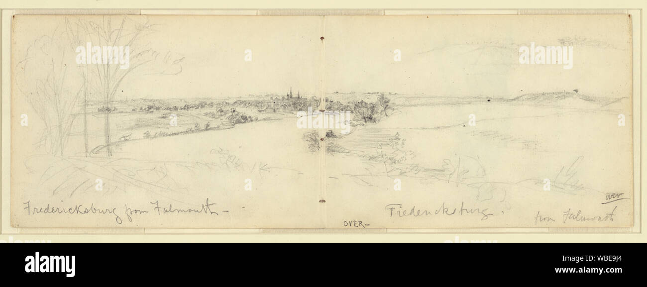 Fredericksburg da Falmouth Abstract/medio: 1 disegno su carta crema : matita ; 9,9 x 28,5 cm. (Foglio) Foto Stock
