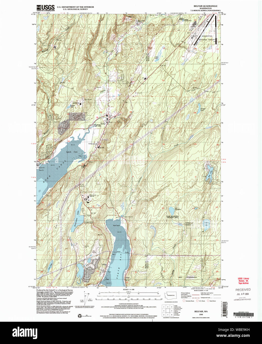 USGS TOPO Map Stato di Washington belfair wa restauro histmap Foto Stock