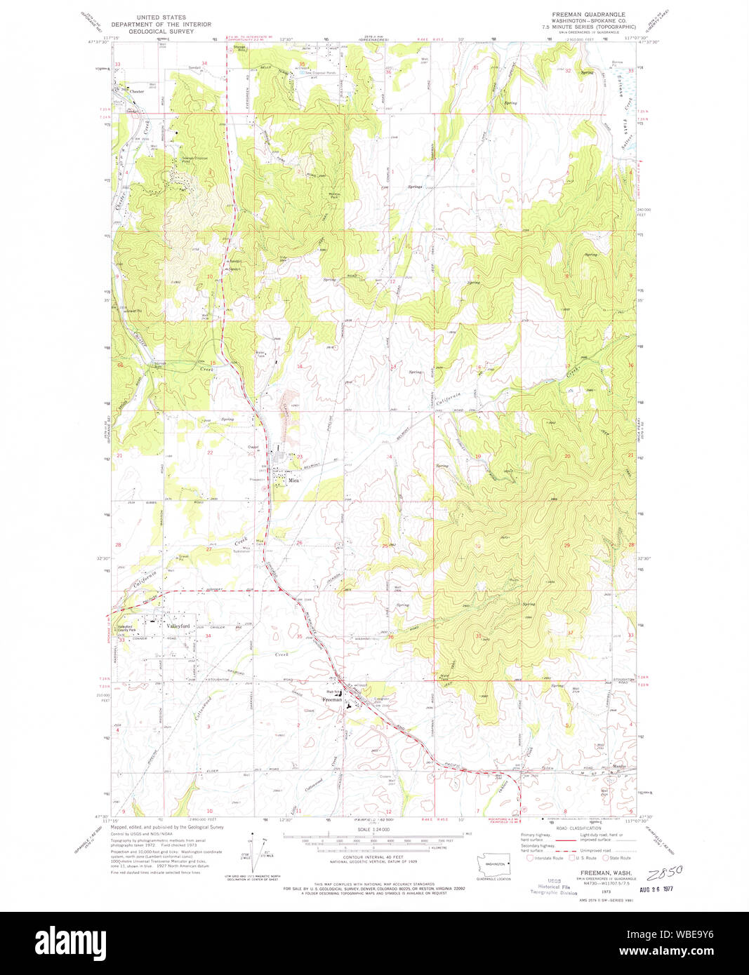 USGS TOPO Map Stato di Washington freeman wa restauro histmap Foto Stock