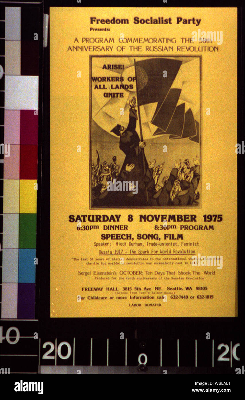 Libertà partito socialista presenta -- un programma per la commemorazione del 58o anniversario della rivoluzione russa Abstract: 1 stampa ; (formato poster) Foto Stock