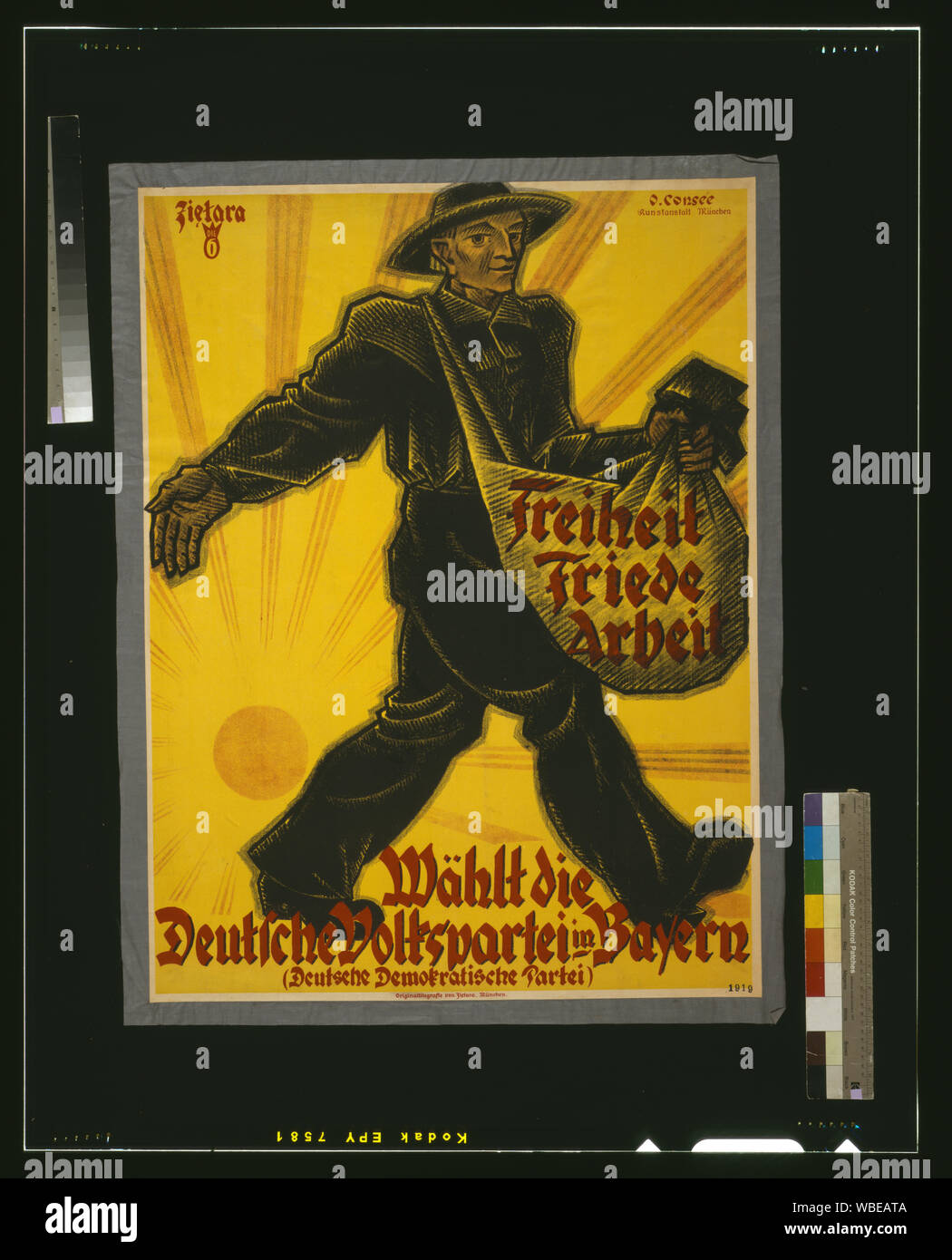 Freiheit, Friede, Arbeit. Wählt die Deutsche Volkspartei in Baviera / Zietara. Abstract/medio: 1 stampa (poster) : Litografia, colore ; 94 x 71 cm. Foto Stock