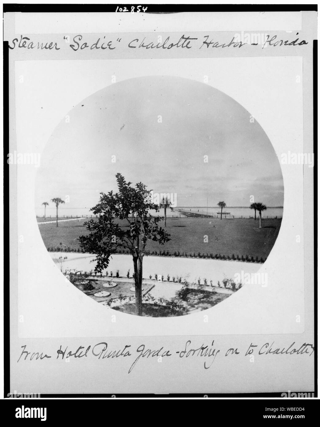 Dall' Hotel Punta Gorda cercando su Charlotte Harbor Abstract/medio: 1 stampa fotografica. Foto Stock