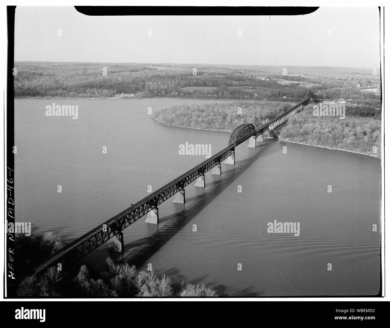 Vista generale del ponte DA SUD-OVEST - fiume Susquehanna bridge spanning fiume Susquehanna, Havre De Grace, Harford County, MD; American Bridge Company Foto Stock