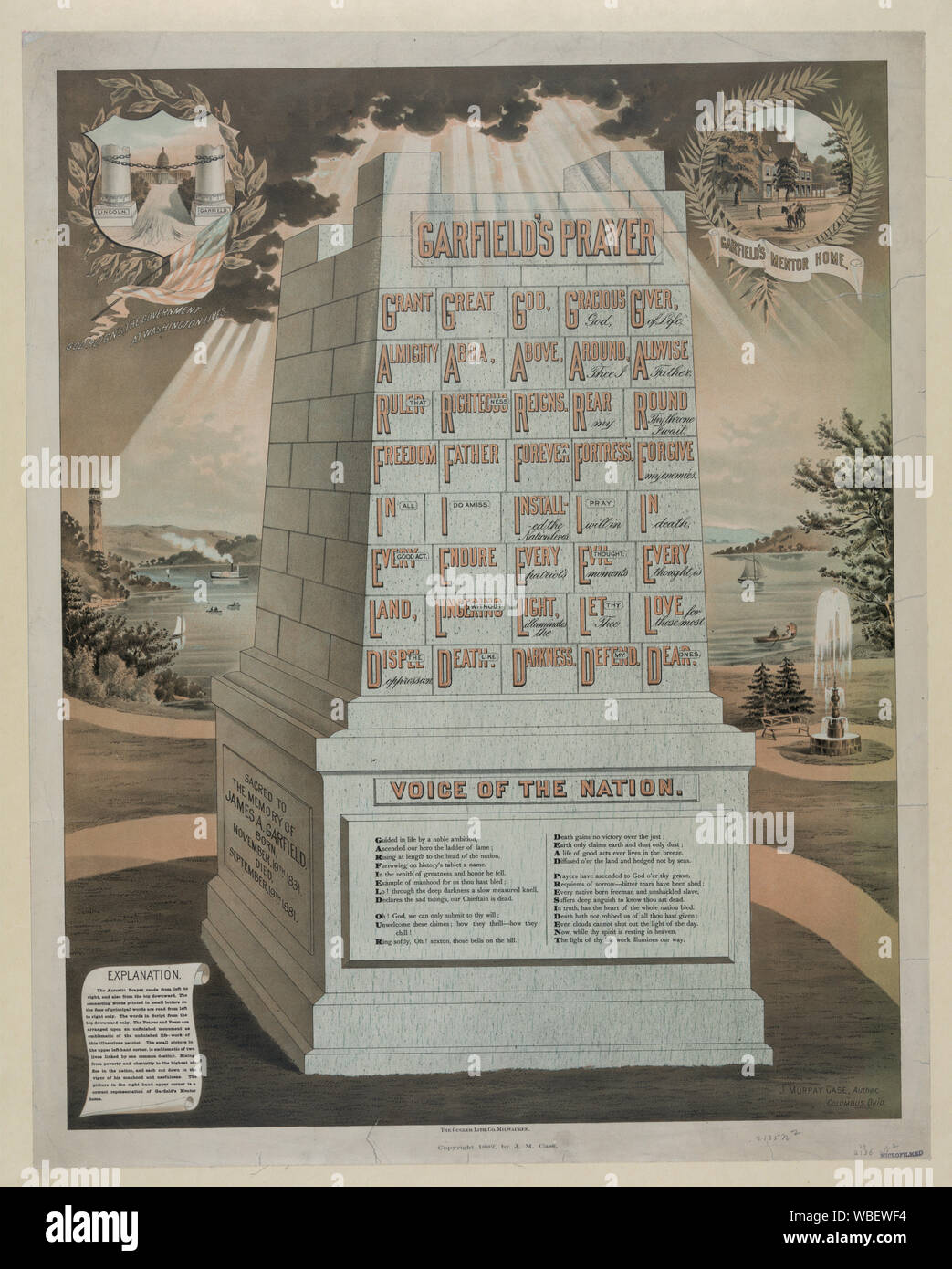 Garfield la preghiera / il Gugler Lith. Co., Milwaukee. Abstract/medio: 1 stampa : Litografia, colore. Foto Stock