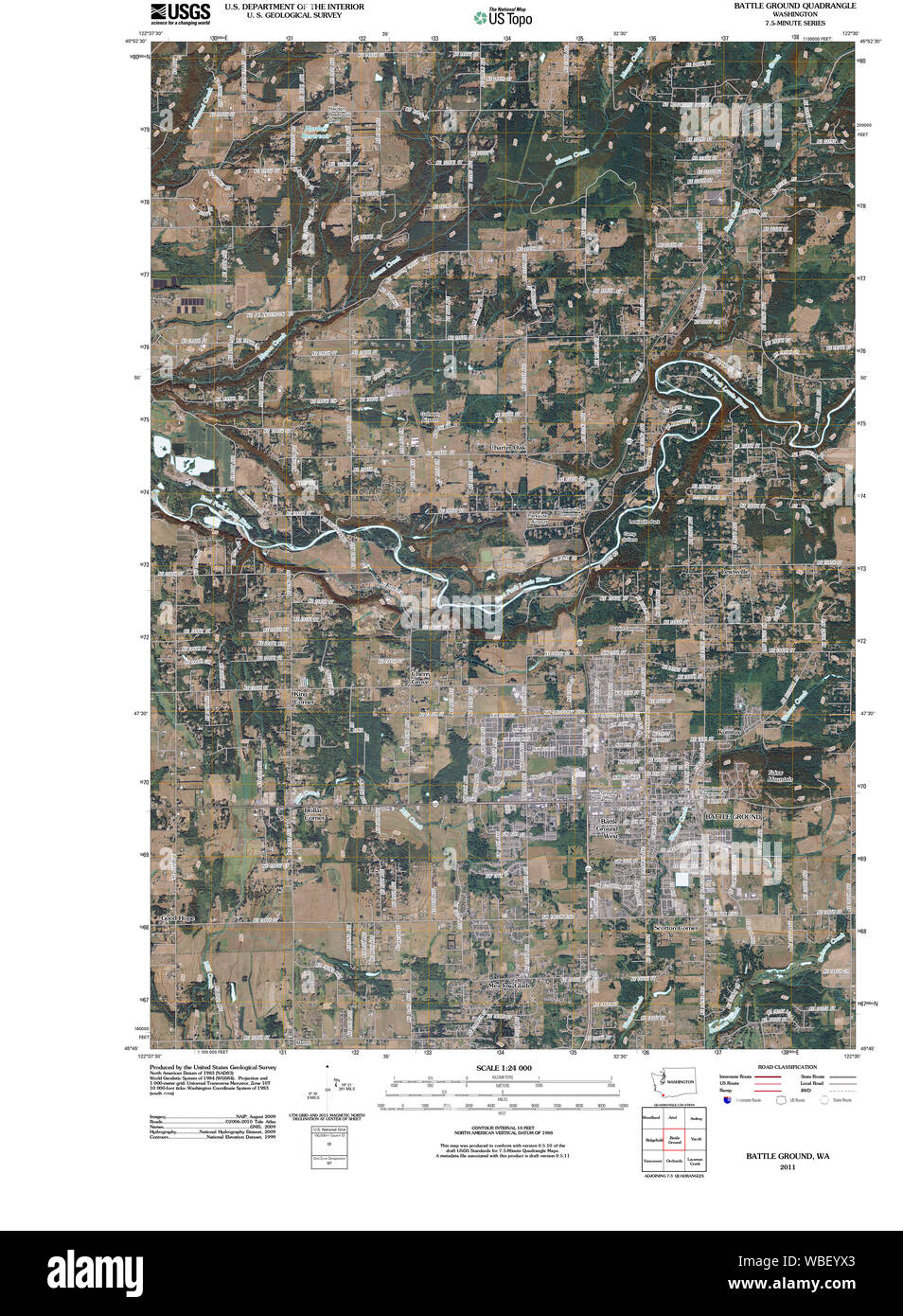 USGS TOPO Map Stato di Washington WA Battle Ground 20110404 TM il restauro Foto Stock