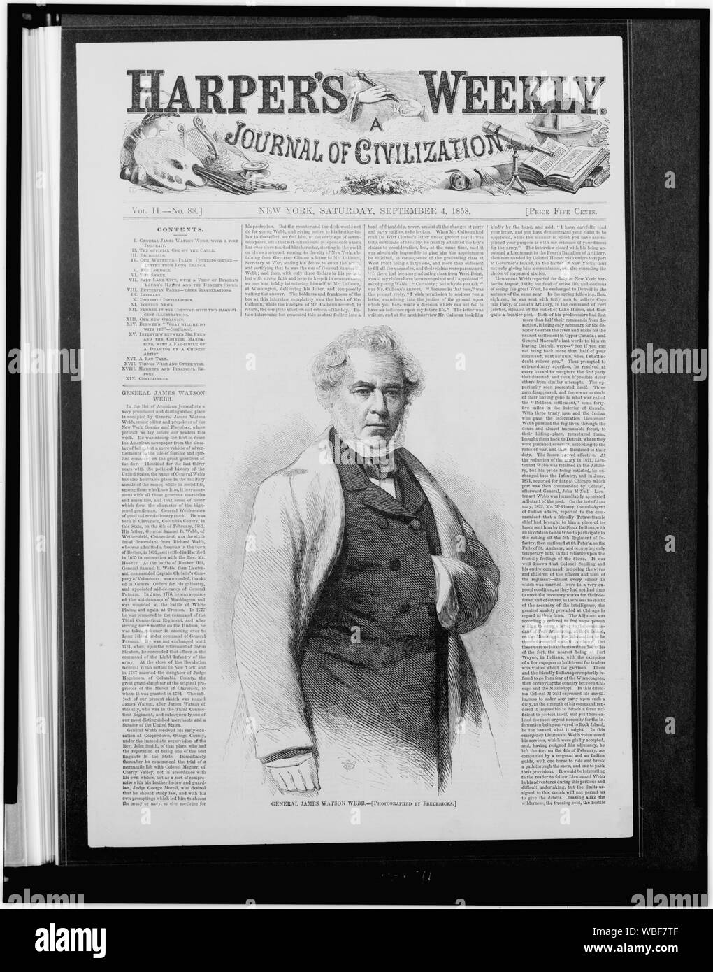 Il generale James Watson Webb / SW [monogram] Abstract/medio: 1 stampa : incisione su legno. Foto Stock