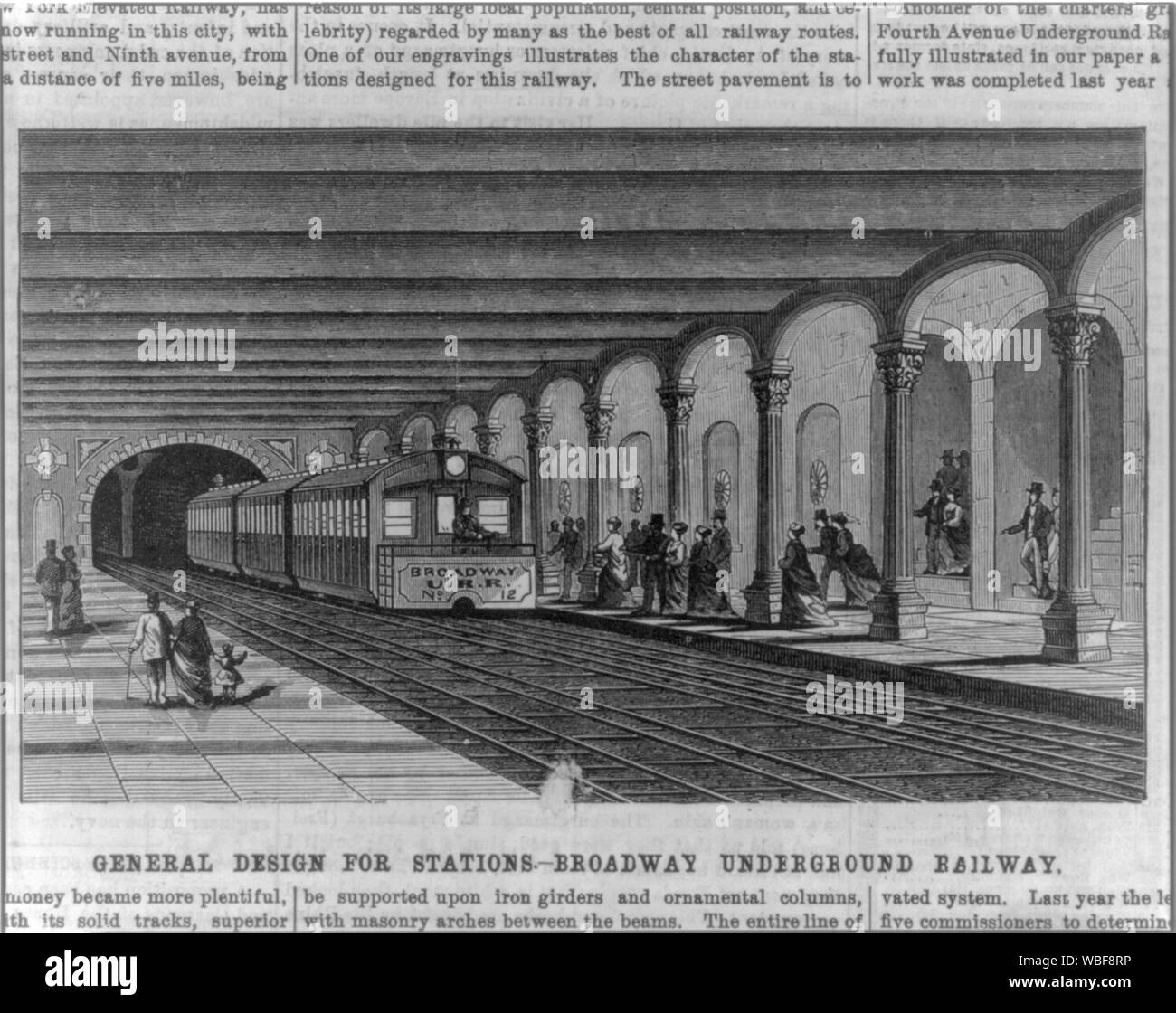 Progetto generale per le stazioni - Broadway ferrovia sotterranea Abstract/medio: 1 stampa : incisione su legno. Foto Stock