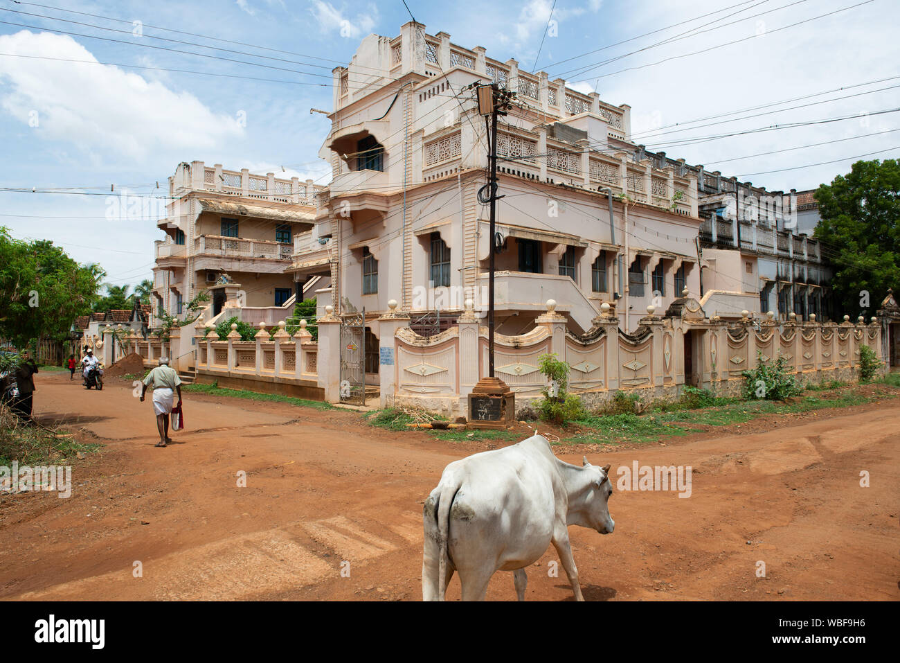 Karaikudi, India - 17 agosto 2019: Il 1000 windows casa in zona Chettinad. Foto Stock