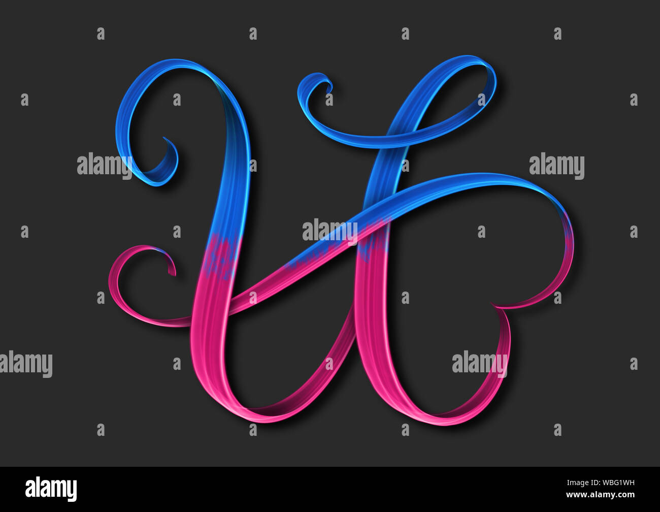 Lettera maiuscola U elegante lettering 3d illustrazione Foto Stock