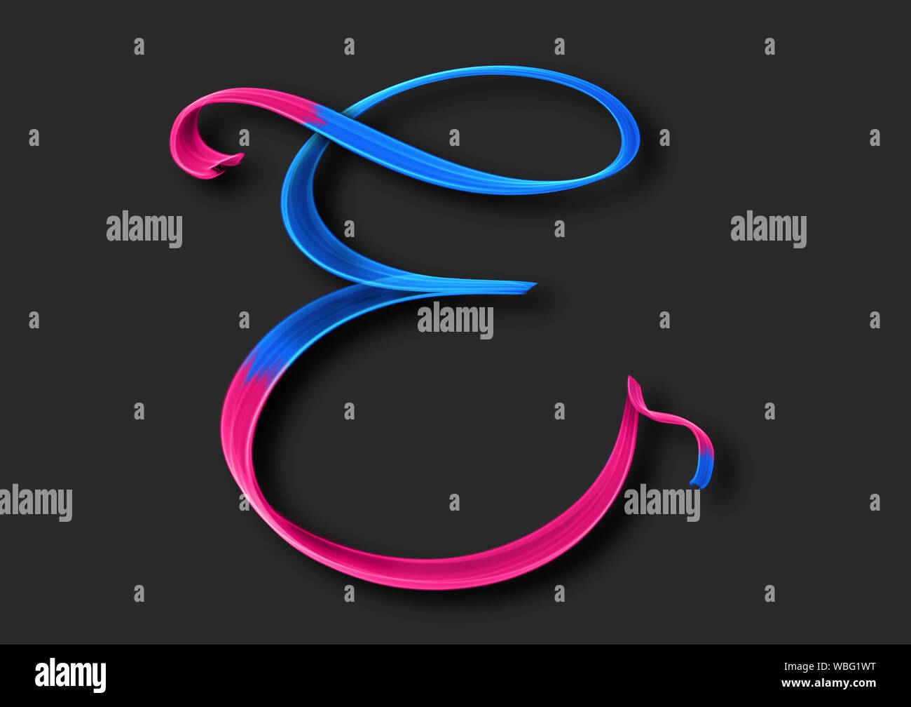 Lettera maiuscola e lettering elegante 3d illustrazione Foto Stock