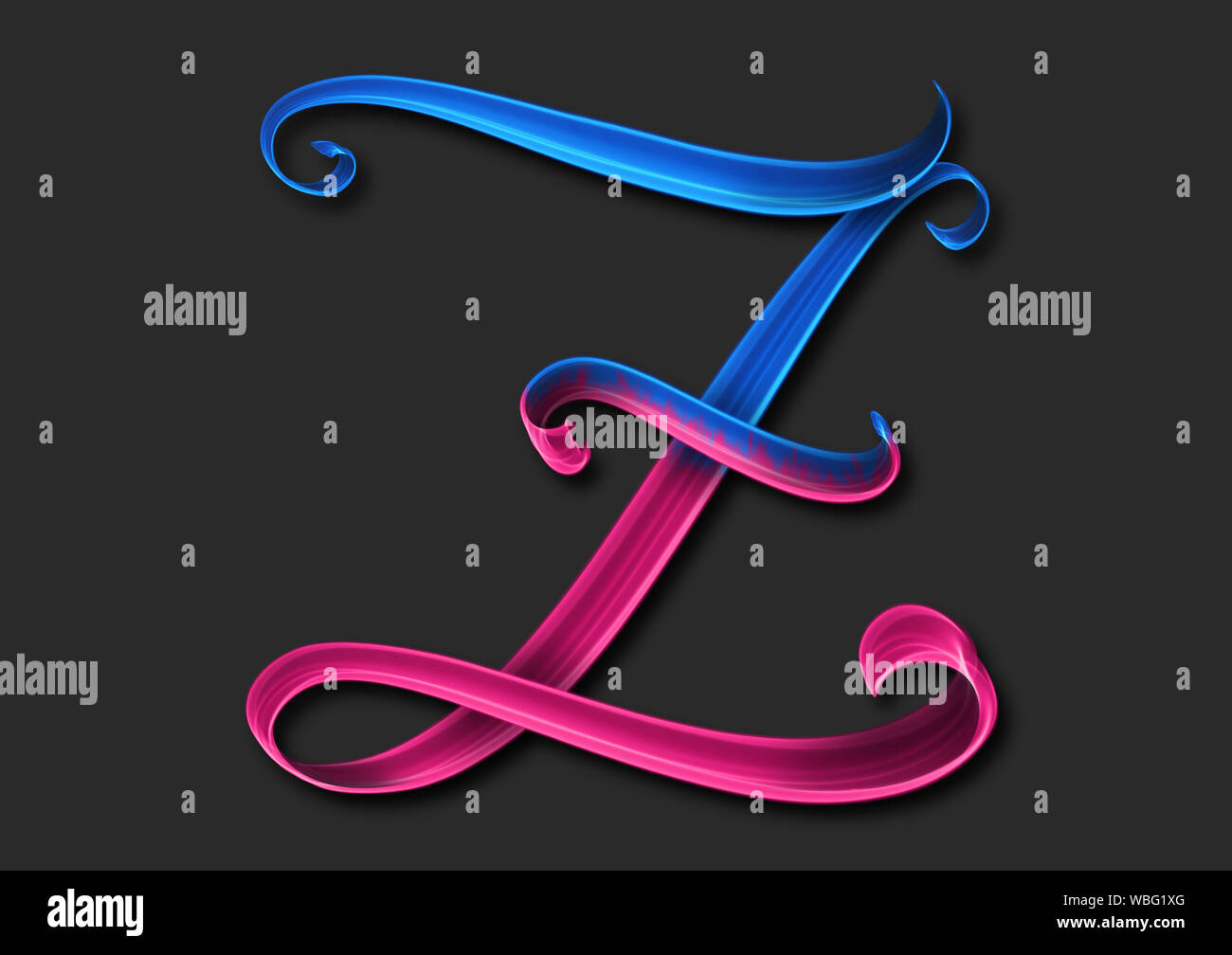 Lettera maiuscola Z elegante lettering 3d illustrazione Foto Stock