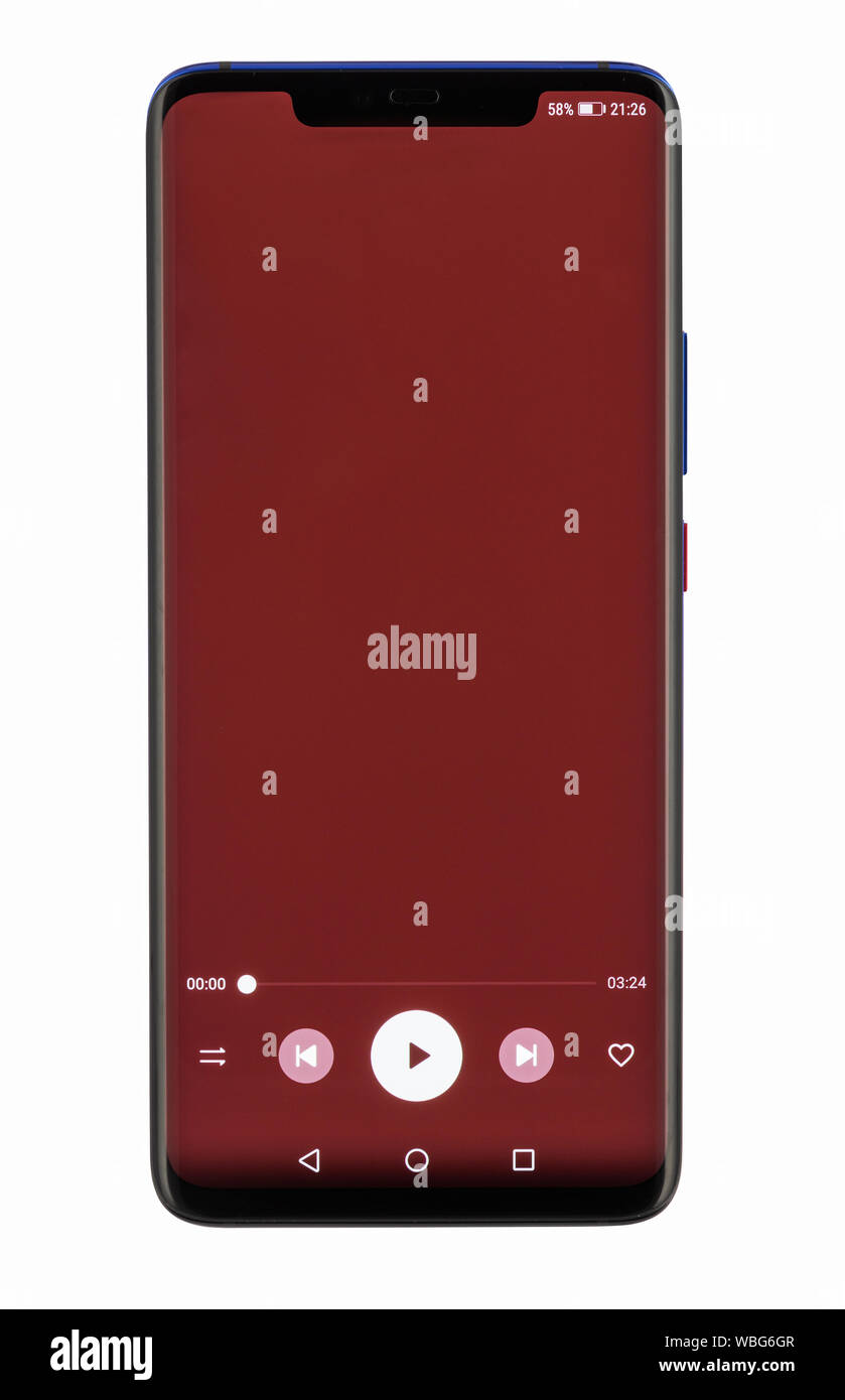 Smart Phone con schermo vuoto isolato su sfondo bianco, tracciato di ritaglio Foto Stock