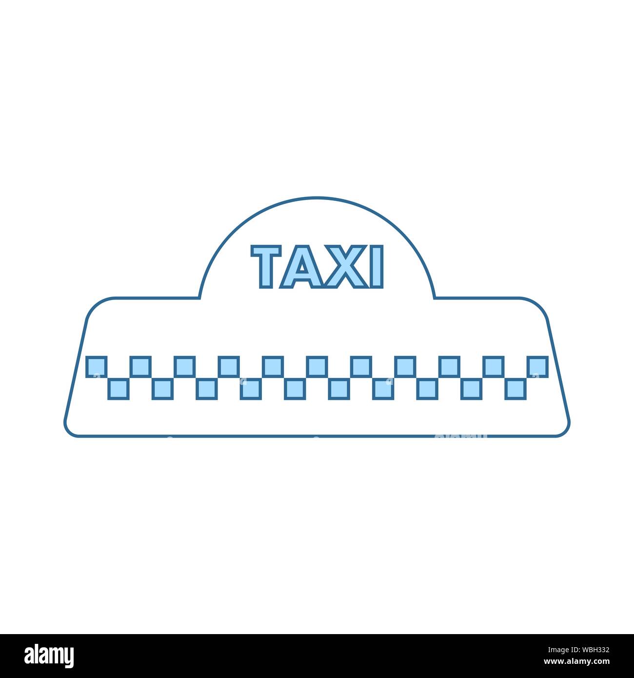 Taxi Icona del tetto. Linea sottile con riempimento blu Design. Illustrazione Vettoriale. Illustrazione Vettoriale