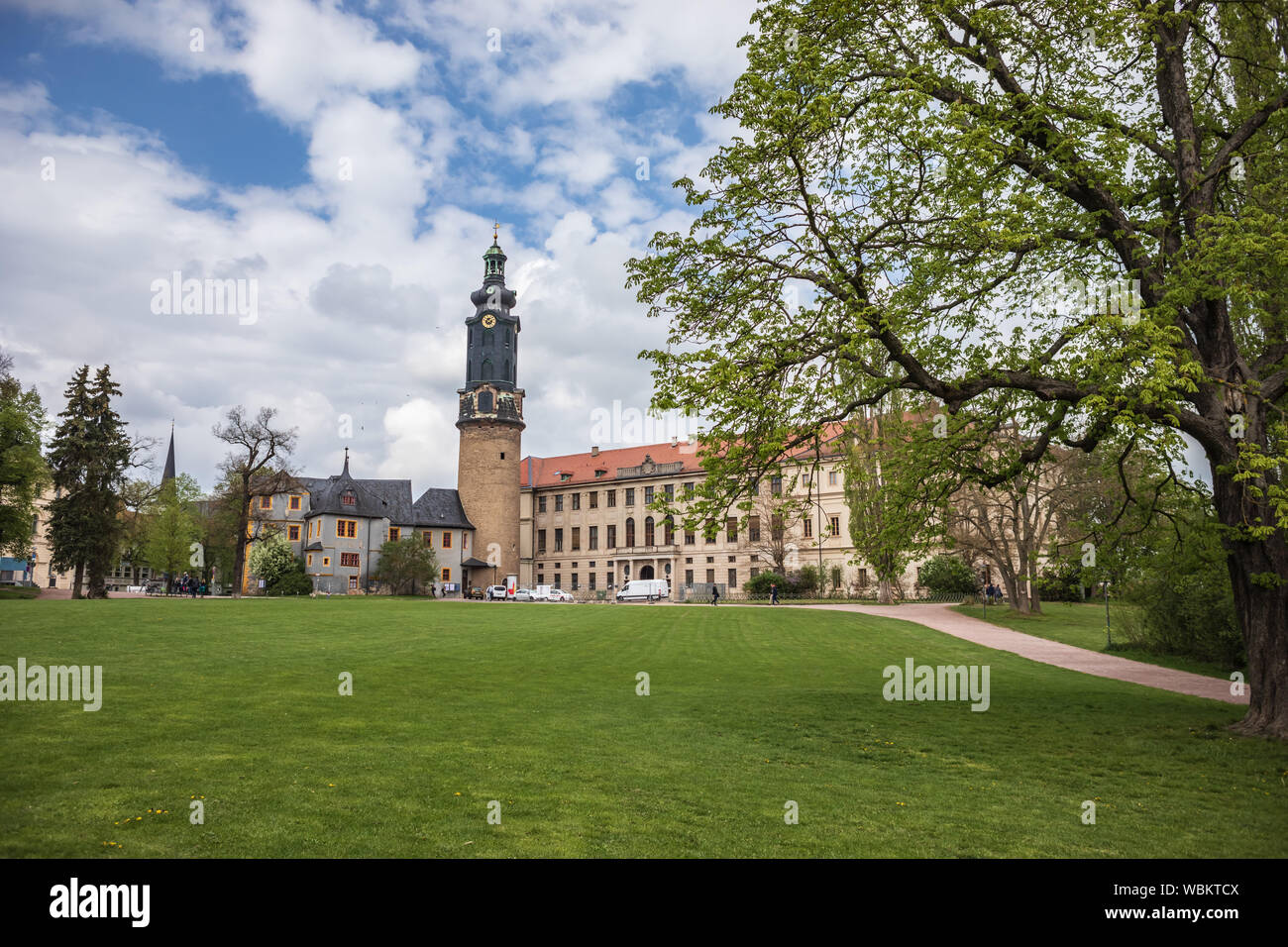 WEIMAR, Germania - circa aprile, 2019: Townscape di Weimar in Turingia, Germania Foto Stock