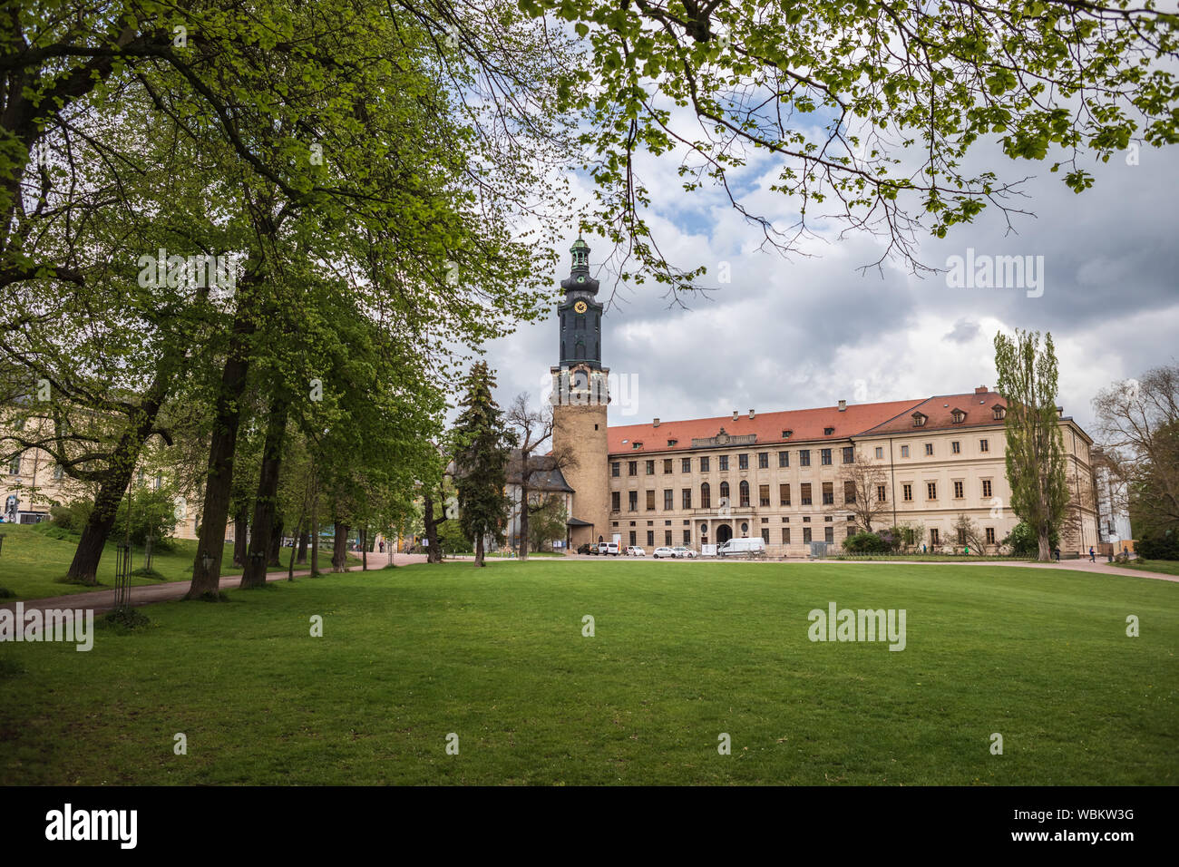 WEIMAR, Germania - circa aprile, 2019: Townscape di Weimar in Turingia, Germania Foto Stock