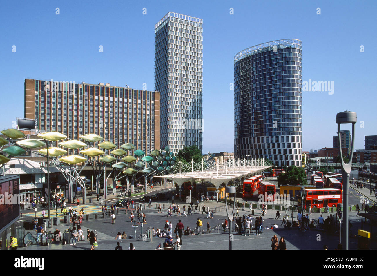 Stratford Shopping Centre, East London REGNO UNITO, dal punto di vista della procedura per il Westfield Stratford City complesso retail Foto Stock