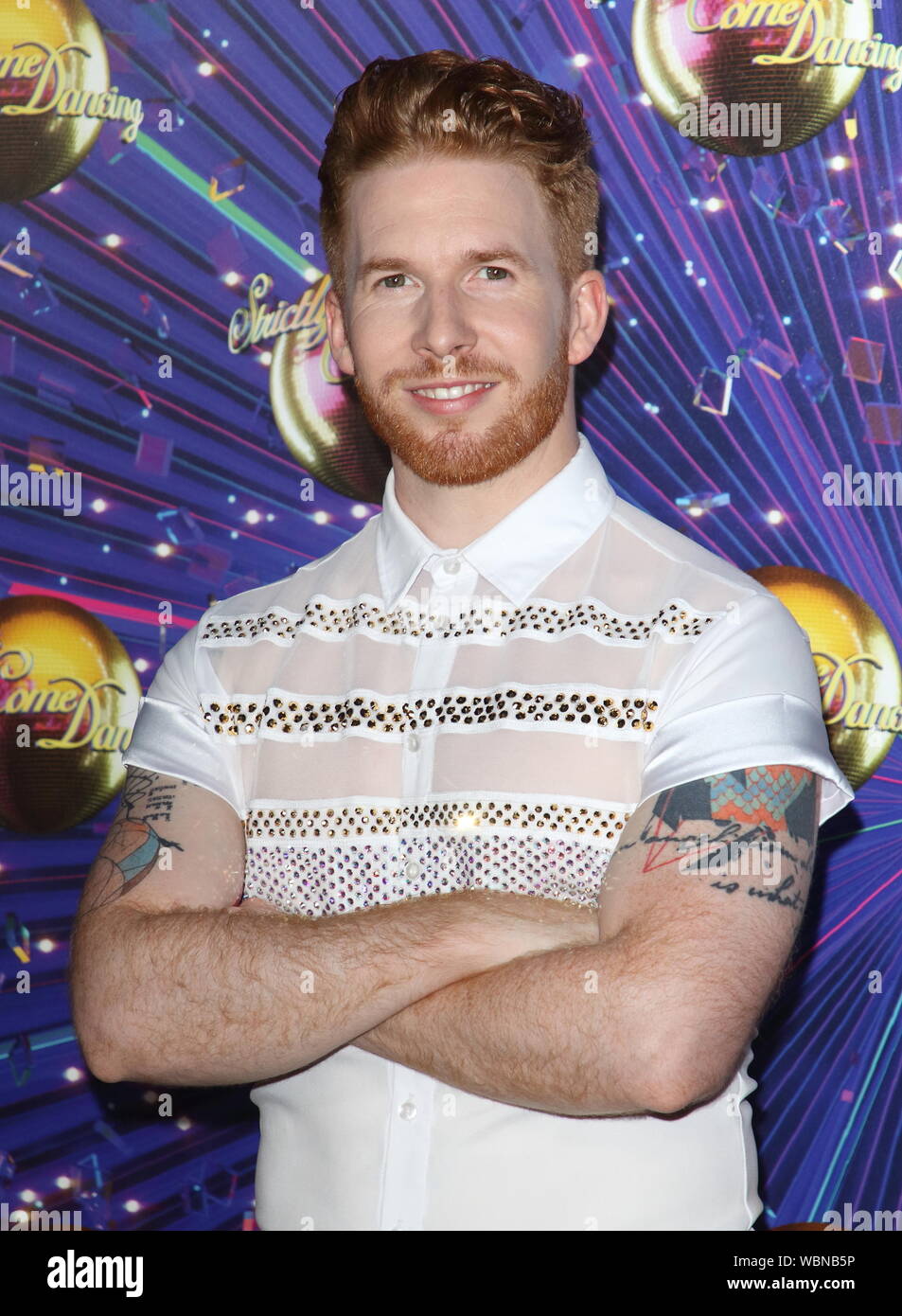 Londra, Regno Unito. 26 Ago, 2019. Neil Jones al Strictly Come Dancing lancio al BBC Broadcasting House di Londra. Credito: SOPA Immagini limitata/Alamy Live News Foto Stock