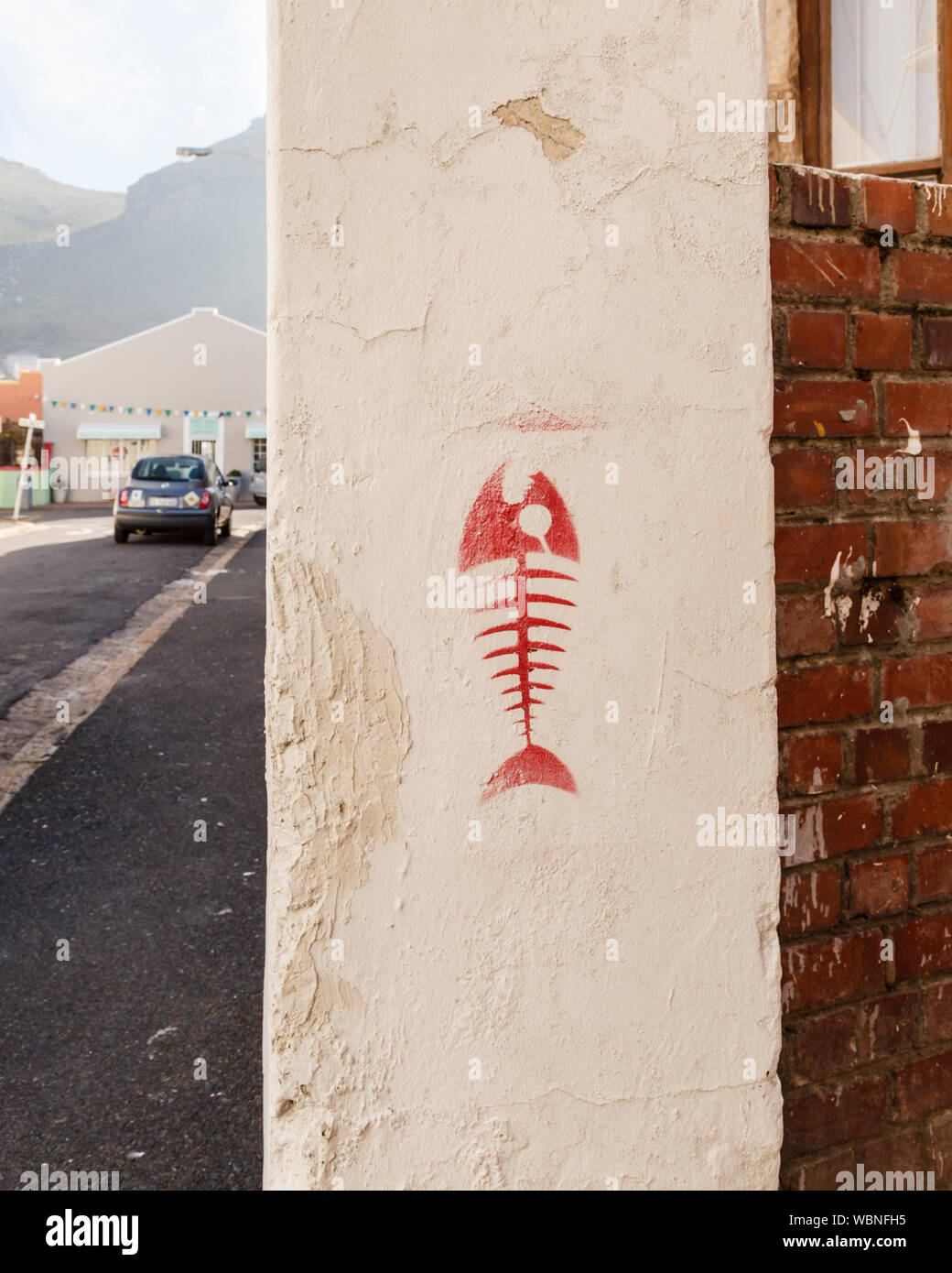 Pesce Graffiti in Muizenberg Sudafrica Foto Stock