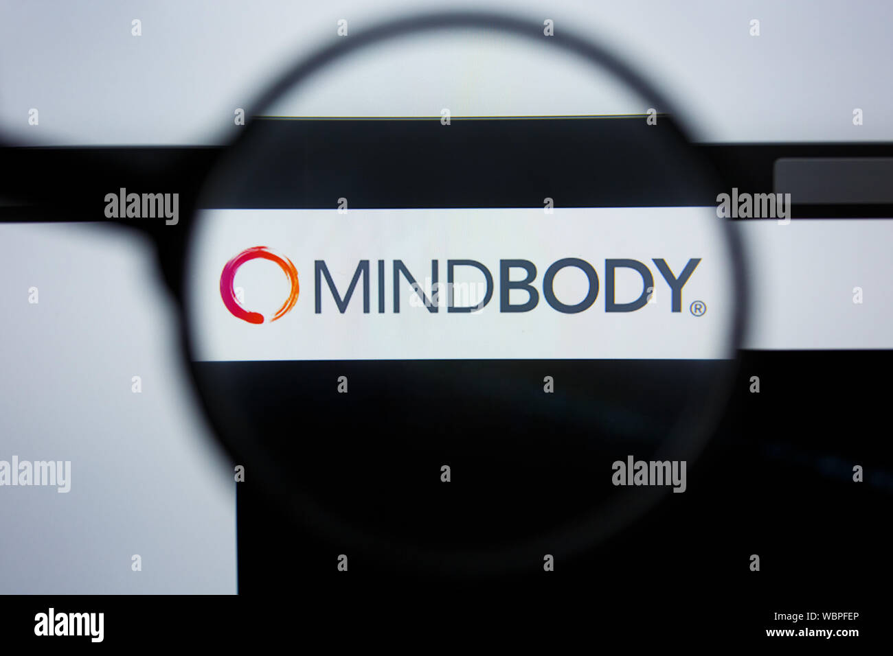 Los Angeles, California, Stati Uniti d'America - 21 Joule 2019: Editoriale illustrativa di MINDBODY.COM website homepage. Mente-corpo visibile il logo sullo schermo di visualizzazione. Foto Stock
